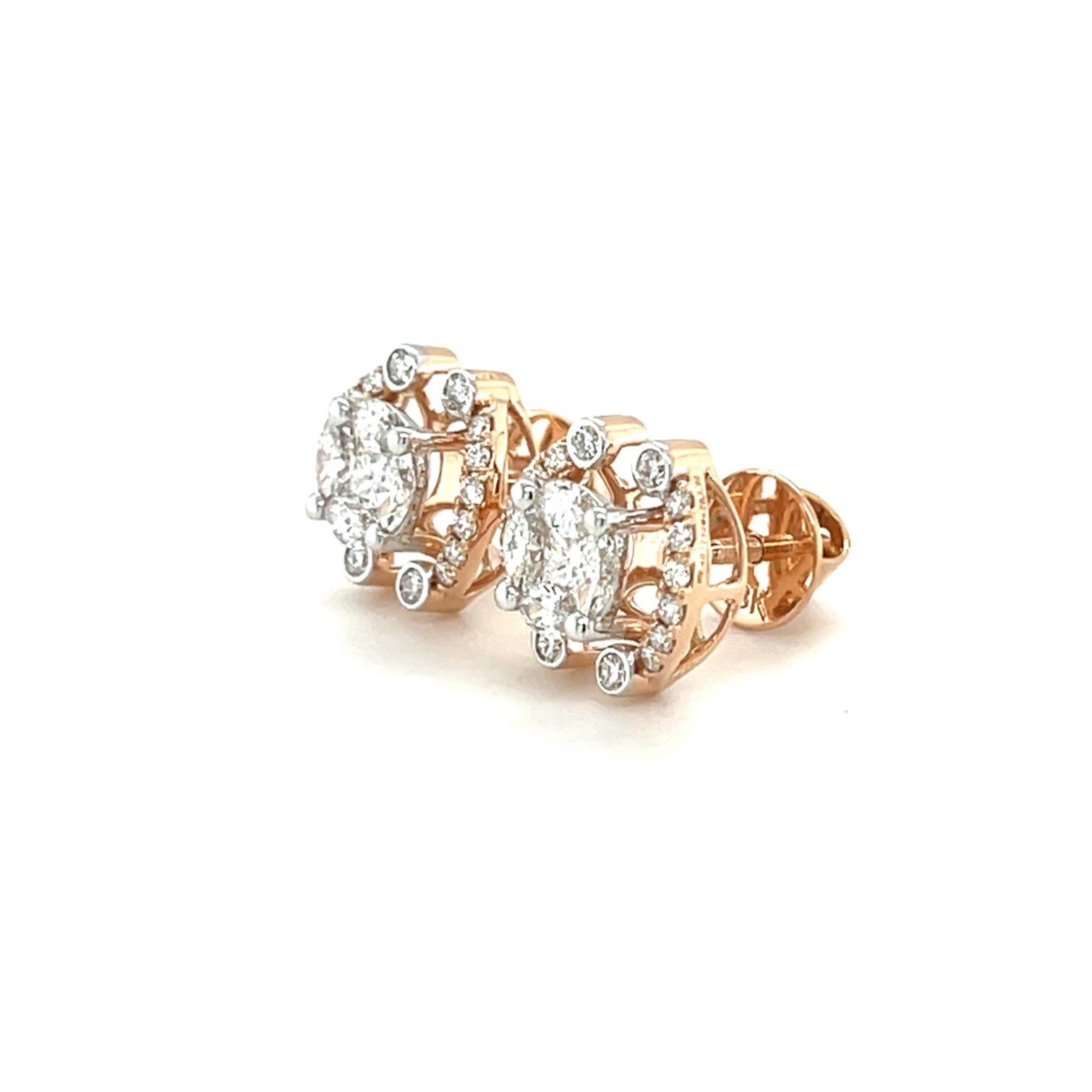 Exquisite Radiant Cluster Diamond Halo Stud Earrings